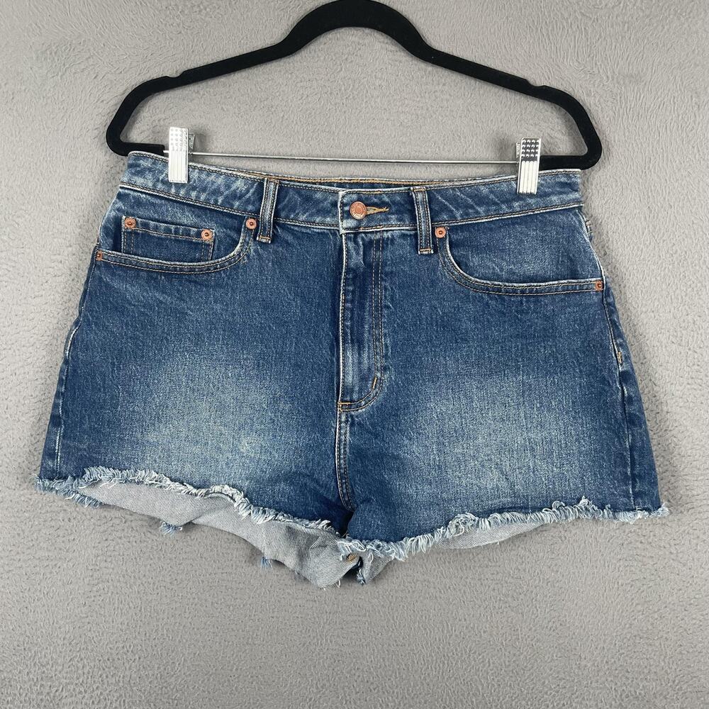 PINK Victoria's Secret Shorts Womens 12 Blue Denim Cut-Off Frayed Pockets